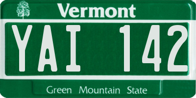 VT license plate YAI142