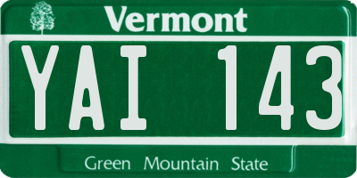 VT license plate YAI143