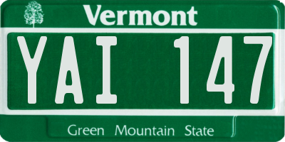 VT license plate YAI147