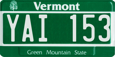 VT license plate YAI153