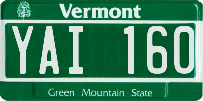 VT license plate YAI160