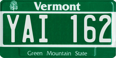 VT license plate YAI162