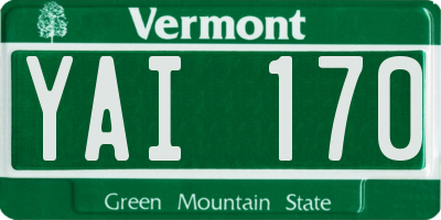 VT license plate YAI170