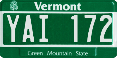 VT license plate YAI172