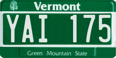 VT license plate YAI175