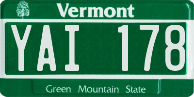 VT license plate YAI178