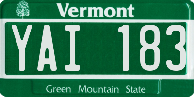 VT license plate YAI183