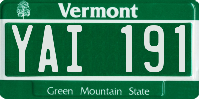 VT license plate YAI191