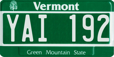 VT license plate YAI192