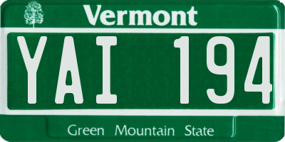 VT license plate YAI194