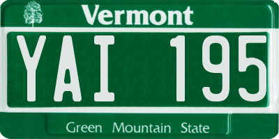 VT license plate YAI195