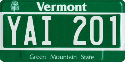 VT license plate YAI201