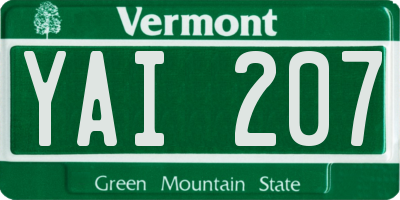 VT license plate YAI207