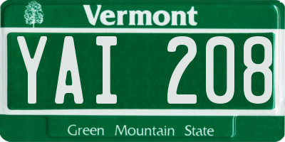 VT license plate YAI208