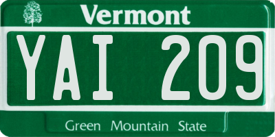 VT license plate YAI209