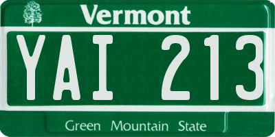 VT license plate YAI213