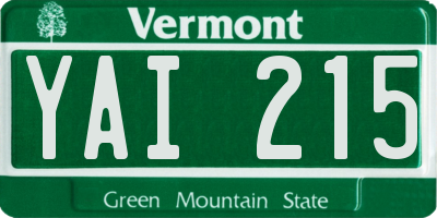 VT license plate YAI215