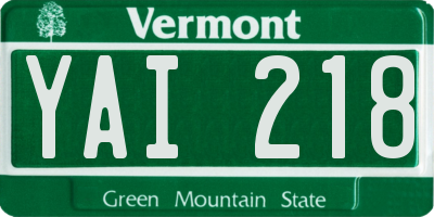 VT license plate YAI218