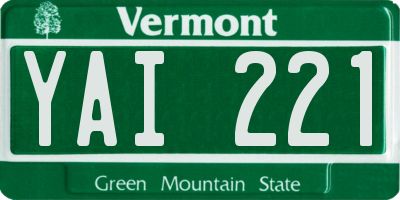 VT license plate YAI221