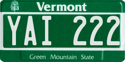 VT license plate YAI222