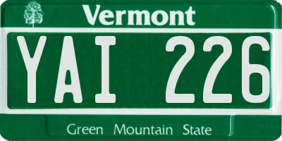 VT license plate YAI226