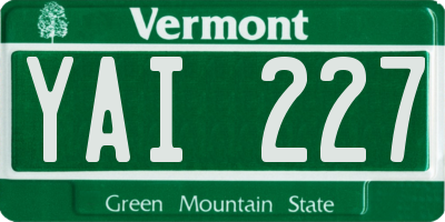 VT license plate YAI227