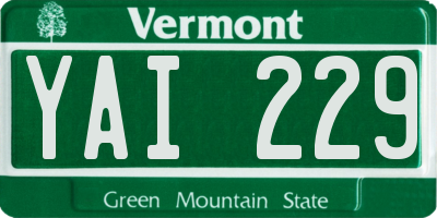 VT license plate YAI229