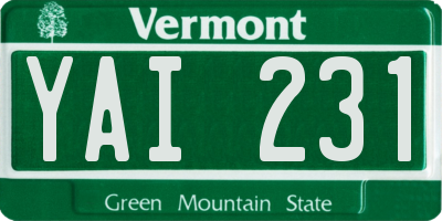 VT license plate YAI231