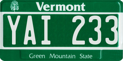 VT license plate YAI233