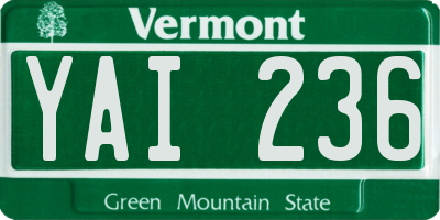 VT license plate YAI236