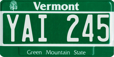 VT license plate YAI245