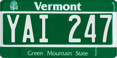 VT license plate YAI247
