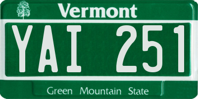 VT license plate YAI251