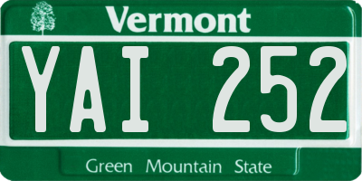 VT license plate YAI252