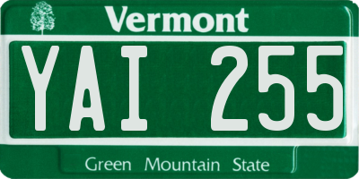 VT license plate YAI255