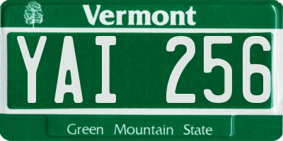 VT license plate YAI256