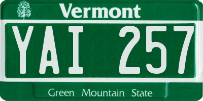 VT license plate YAI257