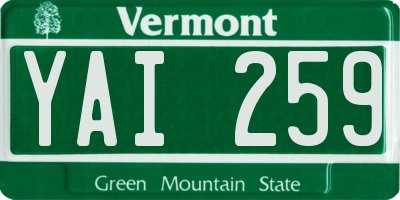 VT license plate YAI259