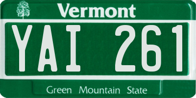 VT license plate YAI261