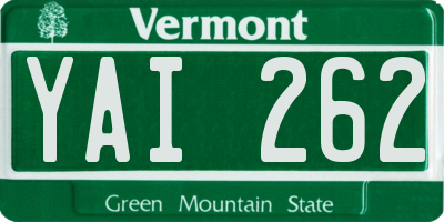 VT license plate YAI262