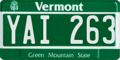 VT license plate YAI263