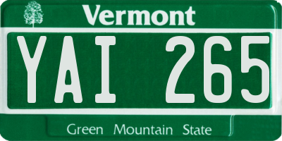 VT license plate YAI265