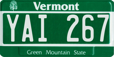 VT license plate YAI267