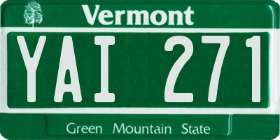 VT license plate YAI271