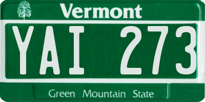 VT license plate YAI273