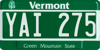 VT license plate YAI275