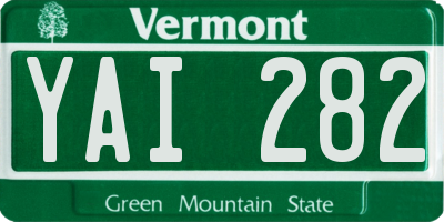 VT license plate YAI282