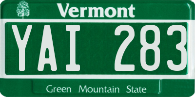 VT license plate YAI283