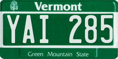 VT license plate YAI285
