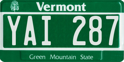 VT license plate YAI287